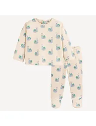 Snails Print Fleece Pyjamas - 1