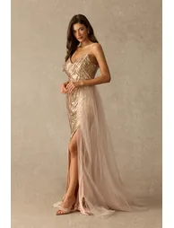 Irresistible Glamour Sequin Side Slit Maxi Dress - 4