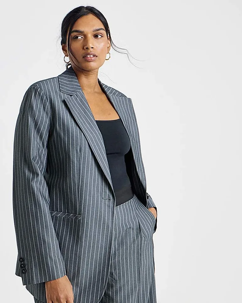 Simply Be Oversized Pinstripe Blazer - 1