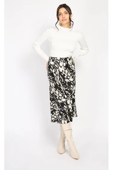 Animal Print Midi Slip Skirt