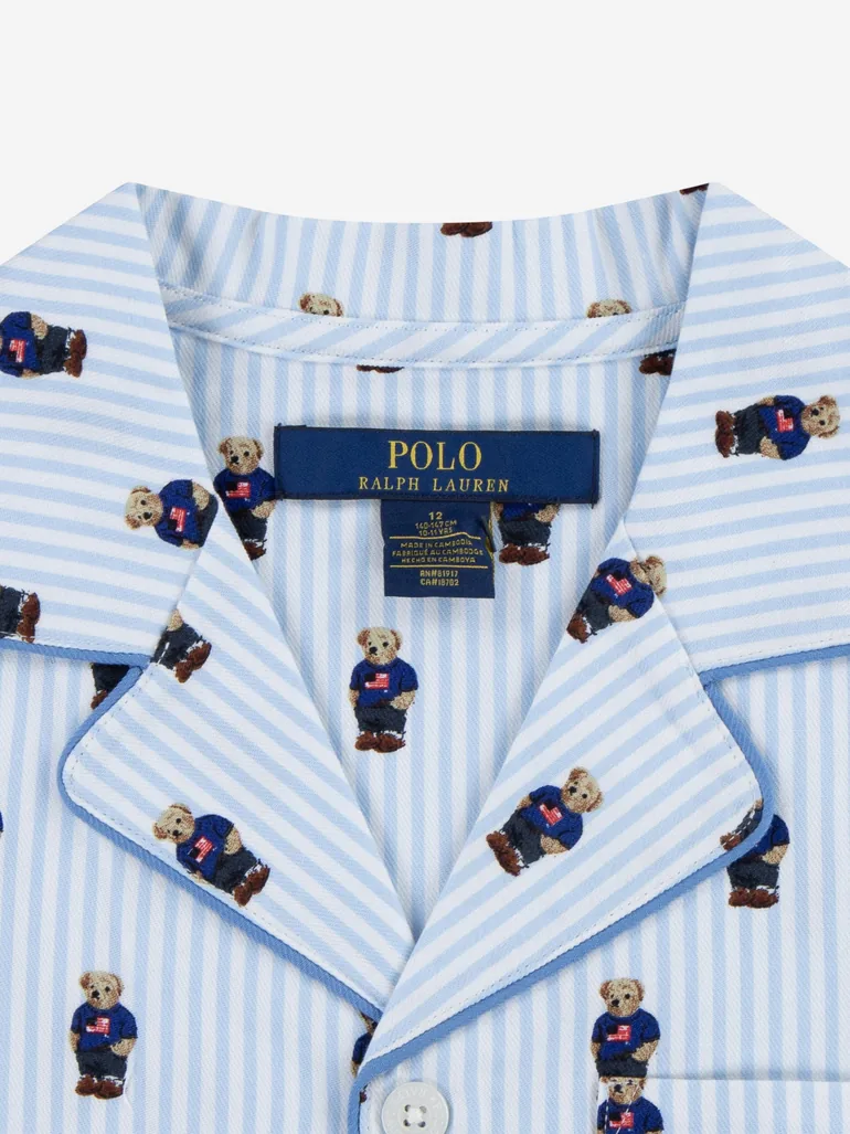 Boys Bear Short Pyjamas Set in Blue - 2