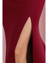 One-Shoulder Dual Strap Mermaid Gown in Burgundy - 7