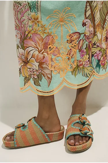 Orange Striped Footbed Sandals