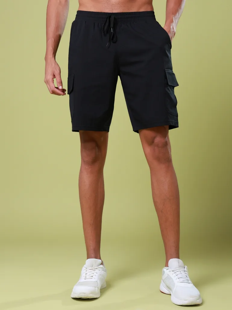 Solid Slim Fit Shorts with Drawstring