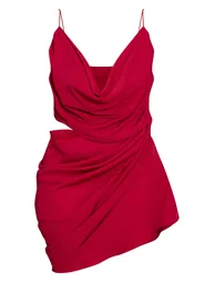 Shape Burgundy Chiffon Drape Cut Out Mini Dress - 4