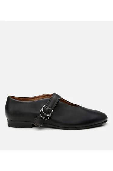 Women's Leather Mary Jane Black Ballerina