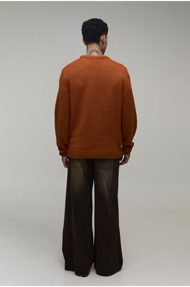 Tall Relaxed Fit Brushed Knitted Jumper - burnt orange product thumbnail 2