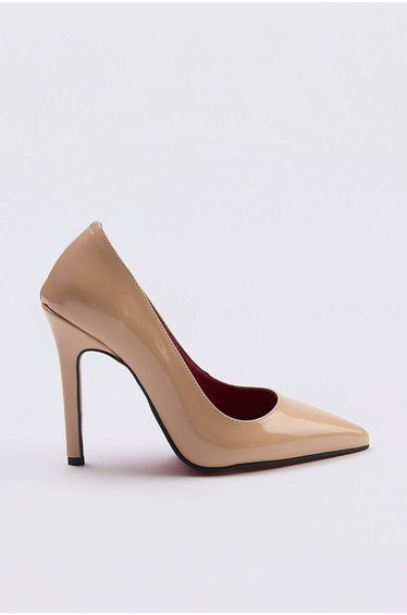 Nude Patent Leather Pointed Toe Women's 11 cm Balanced Stiletto Stiletto Heel U Shoes product thumbnail 3