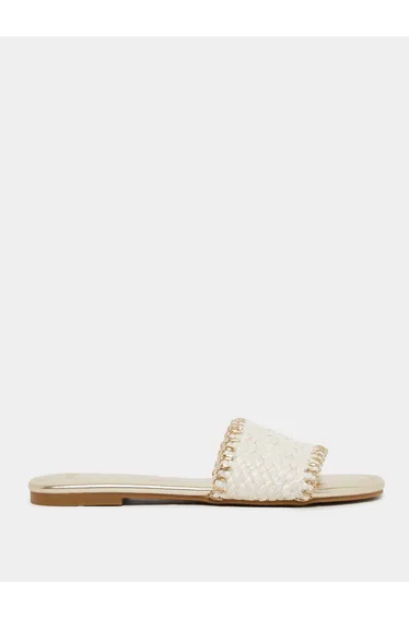 Woven Design Open Toe Flat Sandals