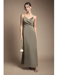 Wrap Waist Satin Cami Dress