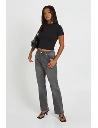 The Petite Mid Waist Baby Bootcut - greywash