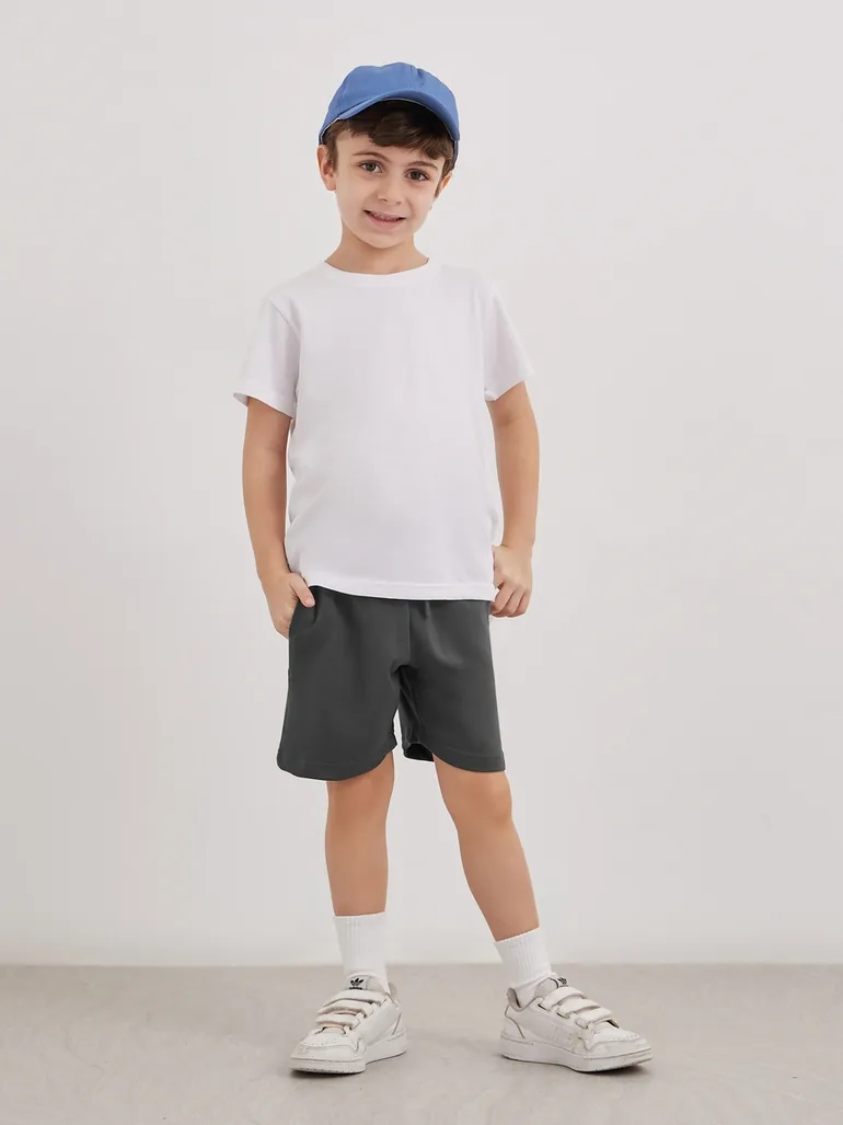 Solid Shorts with Drawsting - 1