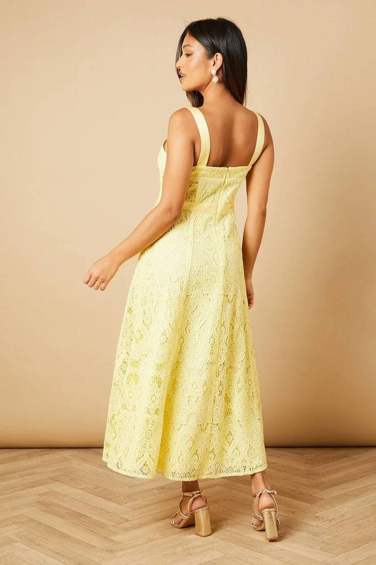 Petite Floral Lace V Neck Midi Dress - 3