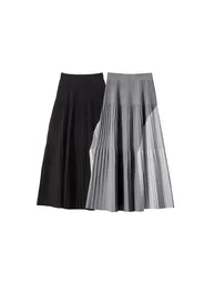 Color Block Pleated Midi Skirt - 4