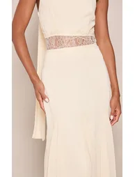 Lemon Woven Lace Detail Godet Maxi Dress - 3
