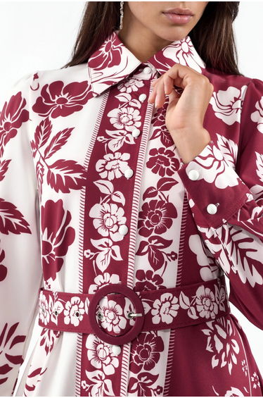 MSN Floral Belted Maxi Shirt Dress product thumbnail 4