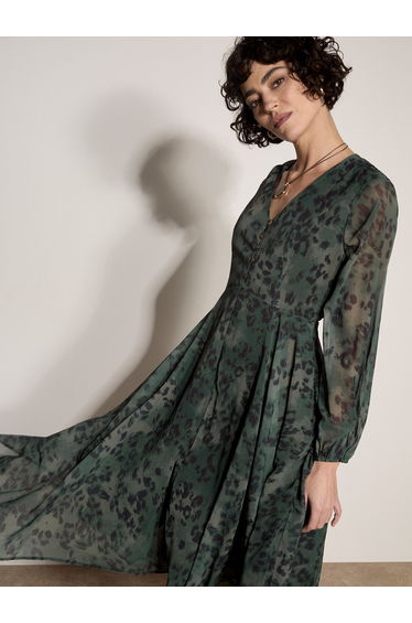 Leopard Print Chiffon Midi Dress product thumbnail 2