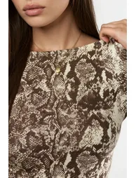 BUSEM Snake Print Boat Neck Crop Blouse - 5