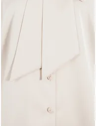 Lovedrobe Champagne Pussybow Collar & Feather Cuffs Satin Blouse - 4