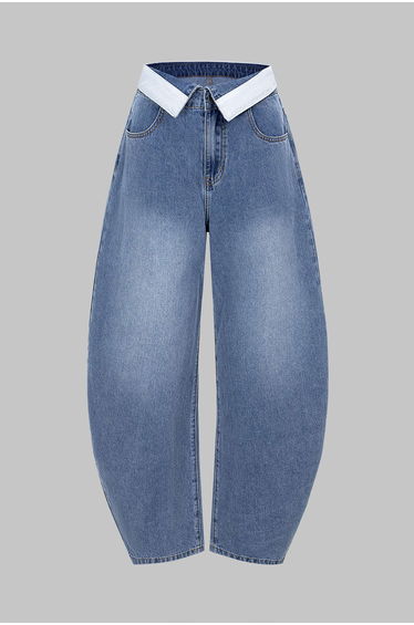 Denim Pocket Barrel Jeans