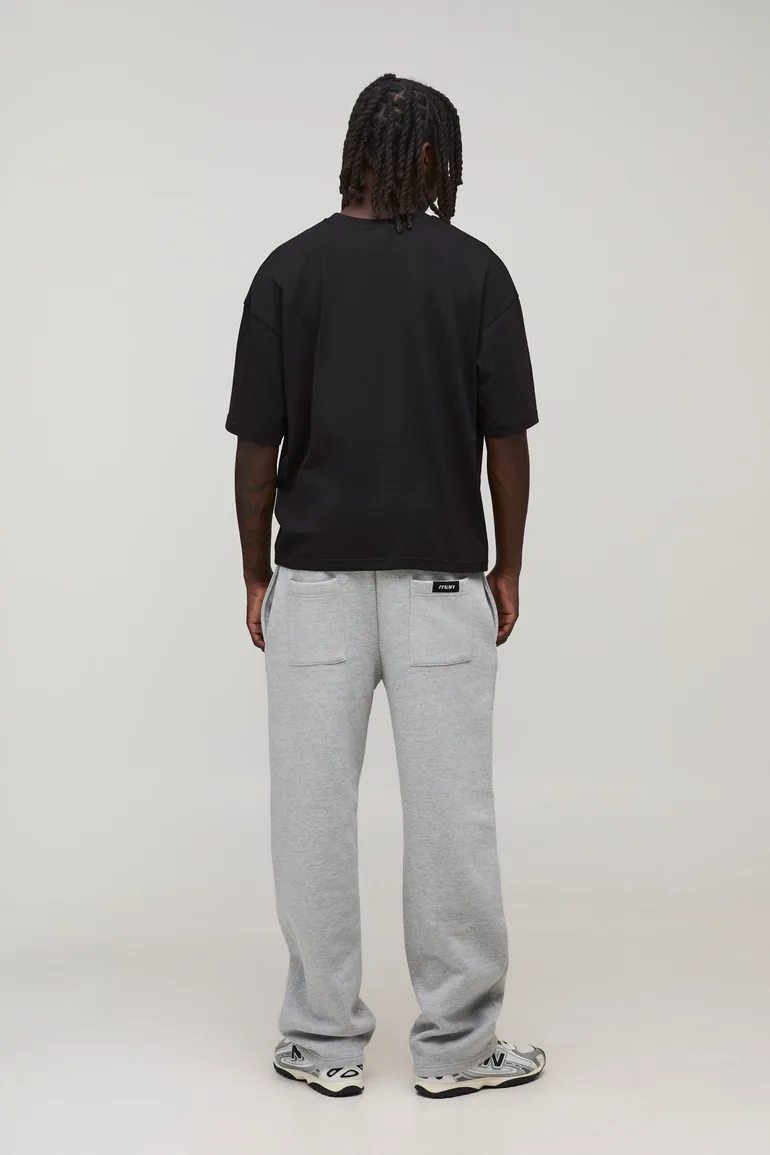 Basic Oversized Boxy Crew Neck T-Shirt - black - 1