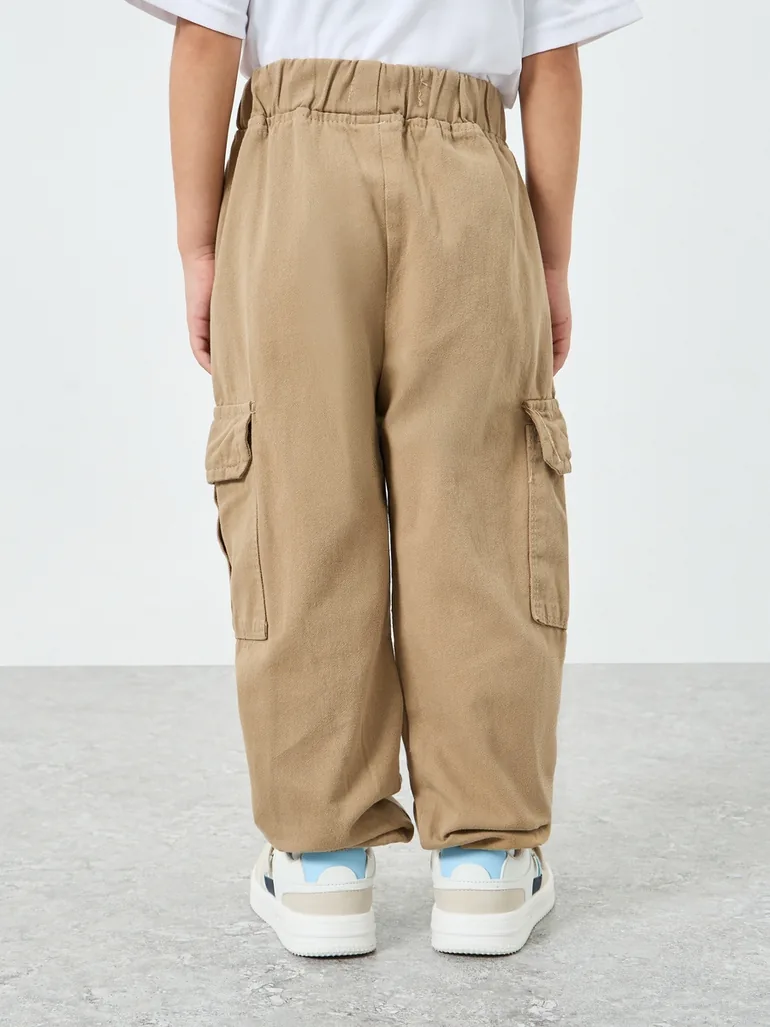 Boys Cotton Elastic Hem Cargo Joggers - 3