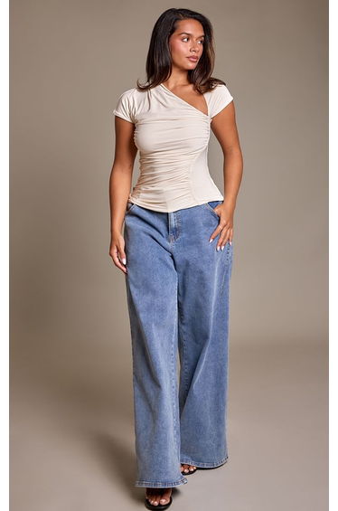 Shape Cream Cut Away Detail Slinky Top