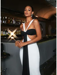 Lombe Lace Up Draped Maxi Dress - 1