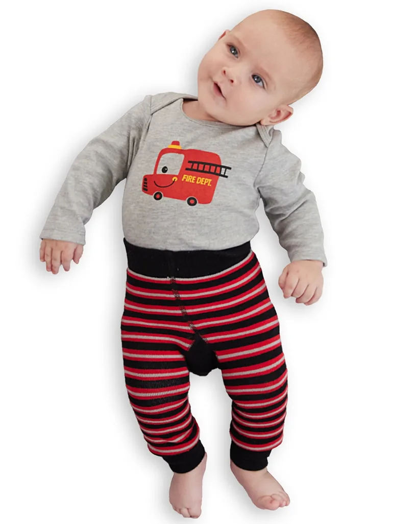 Firefighter Baby Boy Bodysuit Tights-Pants Set