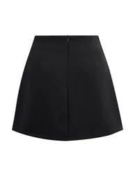 Modern Flap Front Buttoned Mini Bud Skirt in Black - 5