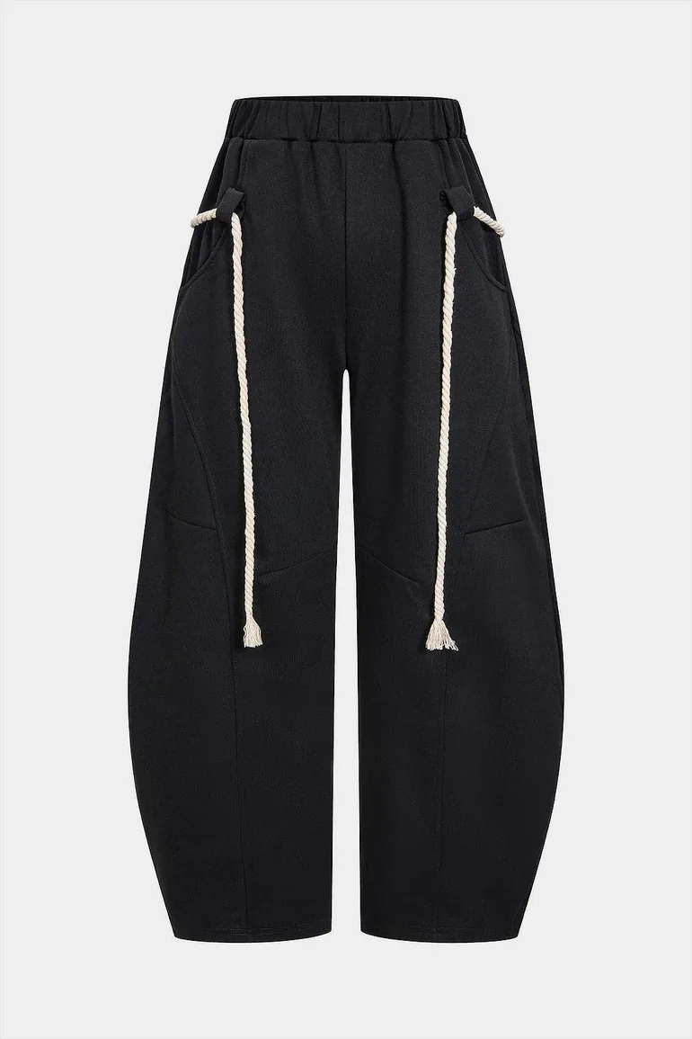 Drawstring Wide Leg Trousers - 2