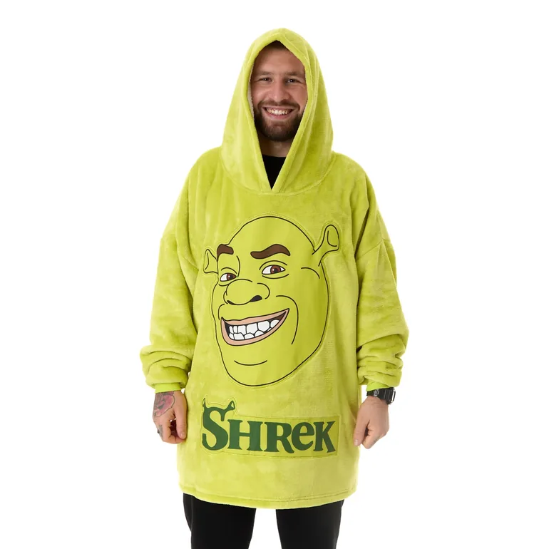 Shrek Unisex Adult Face Blanket Hoodie - Green