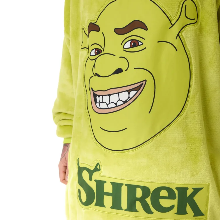 Shrek Unisex Adult Face Blanket Hoodie - Green - 2