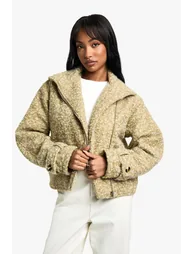 Boucle Wool Look jacket - sage