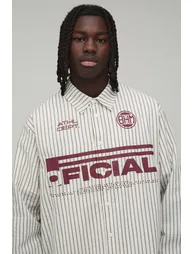 Oversized Crop Long Sleeve Official Stripe Football Shirt - ecru - 2