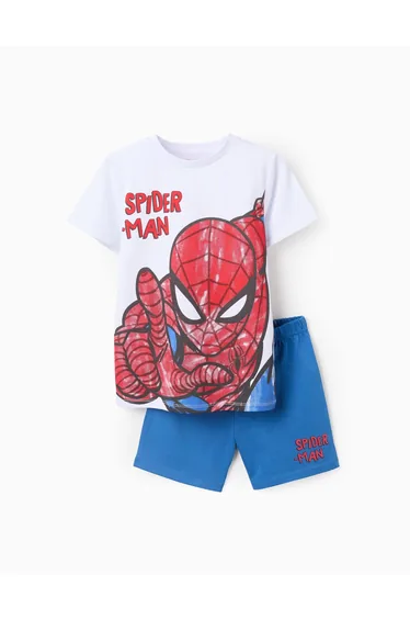 Cotton Pyjamas for Boys 'Spider-Man', White/Blue