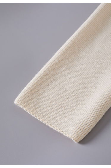 Gentle Open Front Hooded Ribbed Knit Cardigan in Ivory product thumbnail 3