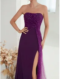 Leely Women's Elegant Strapless Sleeveless Party Dress - 2