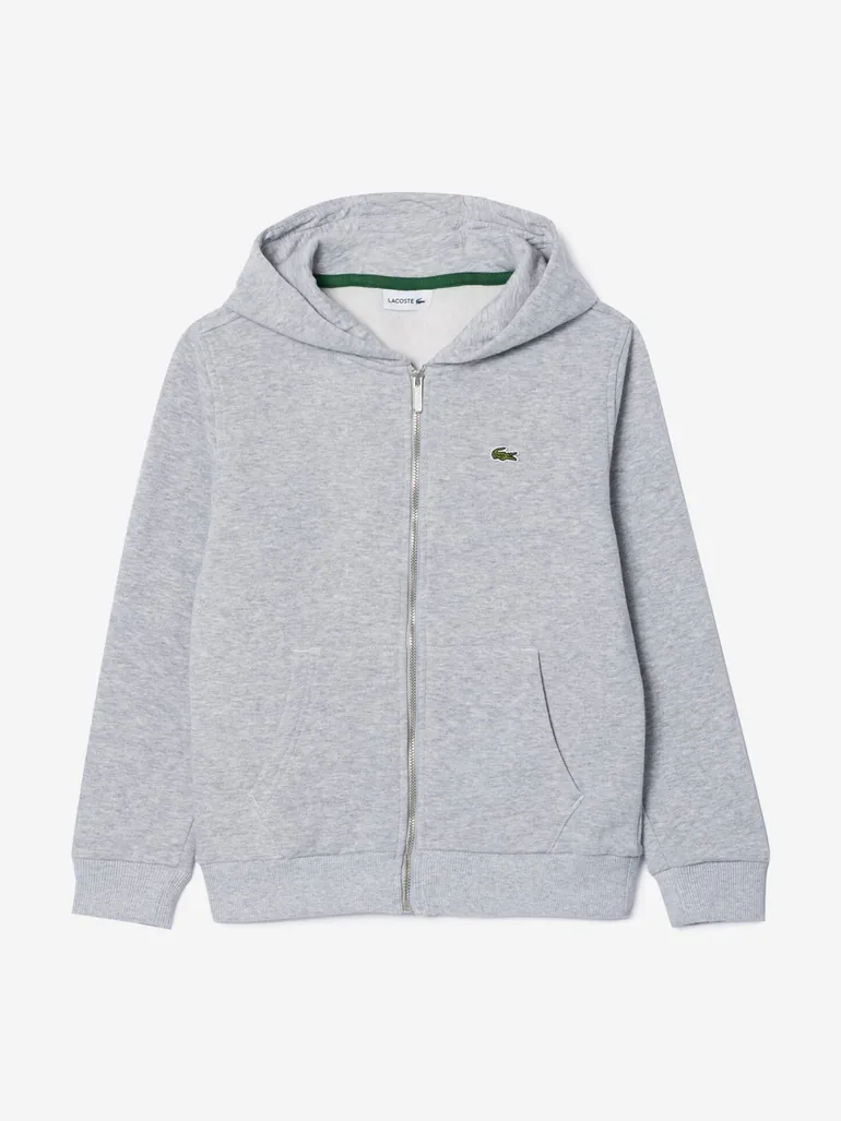 Lacoste Boys Core Fleece Full Zip Hoodie in Grey