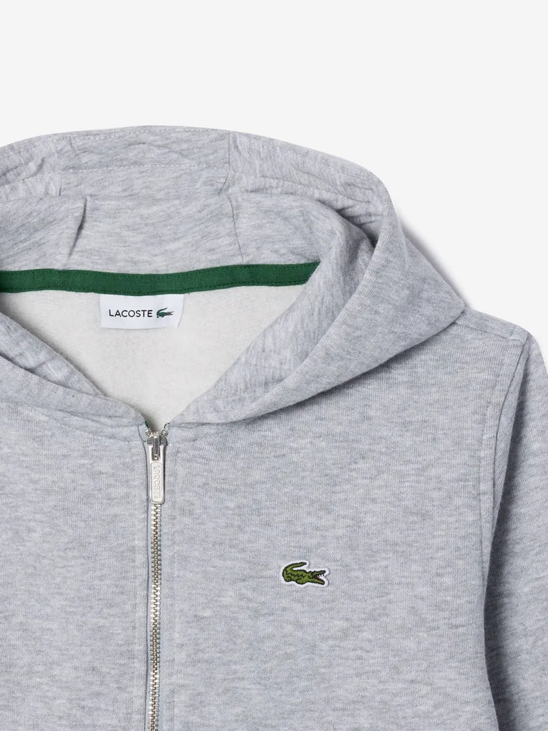 Lacoste Boys Core Fleece Full Zip Hoodie in Grey - 2