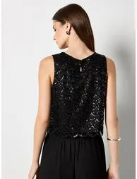 Scallop Sequin Crop Top - 3