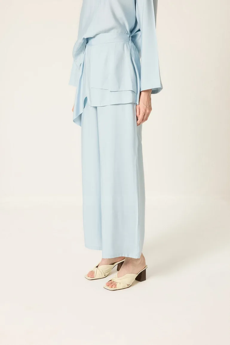 Belted Blouse and Pants Set - 3