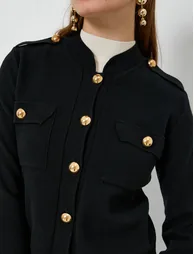 Shoulder Strap Detail Buttoned Knitted Cardigan - 4