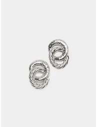 Women Silver Twisted Hoop Earrings