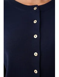 Navy Blue Button Detailed Cotton Basic Knitwear Cardigan - 3