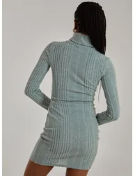 Chunky Brushed Rib Roll Neck Dress - 3