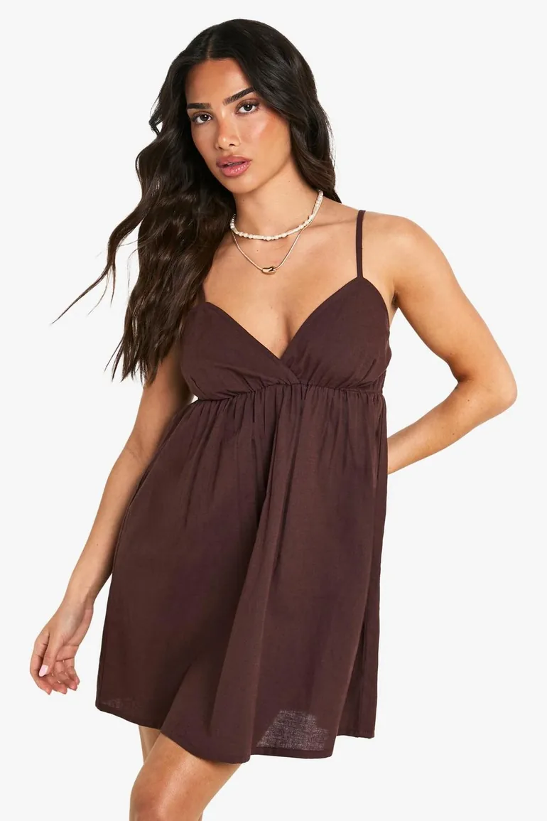 Petite Linen Look Cami Swing Mini Dress - 2