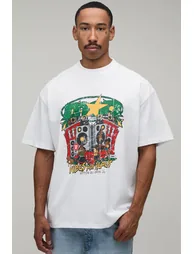 White Oversized Stereo Print T-Shirt - white