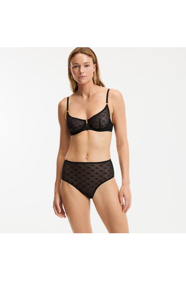 Polka Dot Detail Tulle Demi-Cup Bra product thumbnail 3