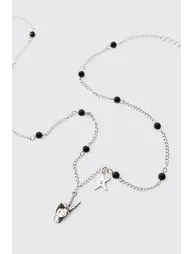 Peace Sign & Star Beaded Necklace - silver - 3